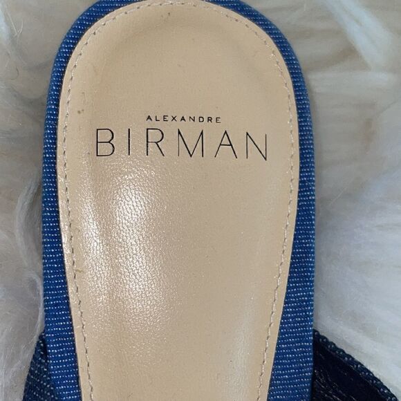 Alexander Birman denim Sandals Womens size 37  Denim Blue Slides venice Bow New - Picture 6 of 7